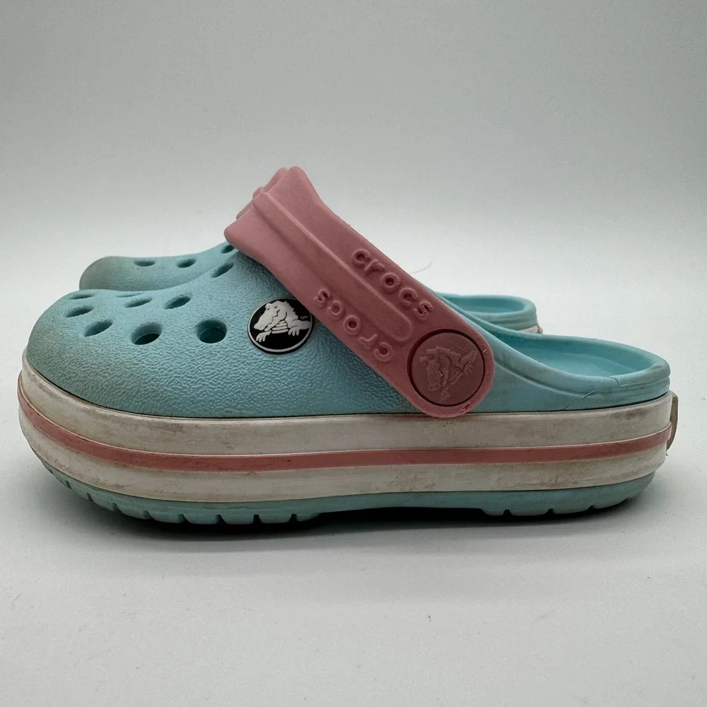 Crocs Kids Crocband Clog Light Blue Pink Sporty Water Shoes Size C5